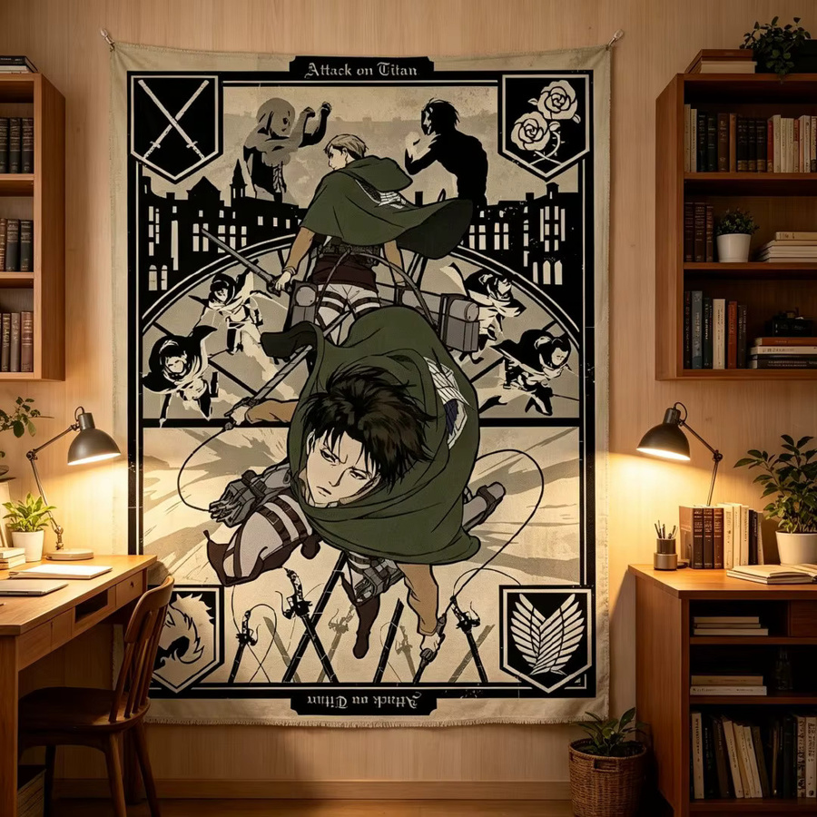 Attack on Titan Wandbehang Levi Ackerman Survey Corps Deko-Wandteppich von Bandai in Multicolour - Bild 3