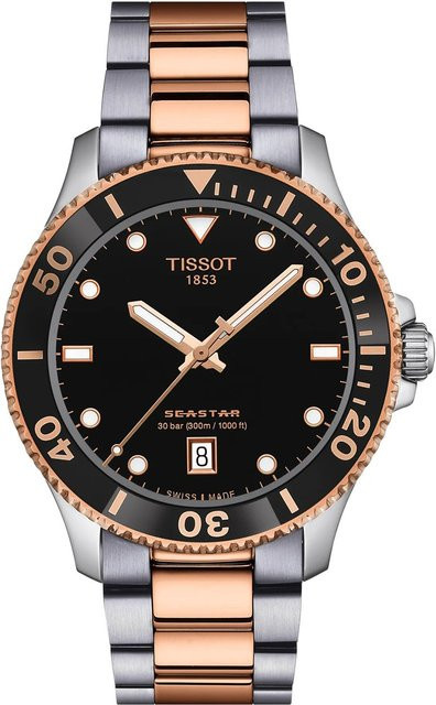 Tissot Herrenuhr Seastar 1000, Quarz, Edelstahl, Schwarz, 40 mm, 30 ATM - Bild 1