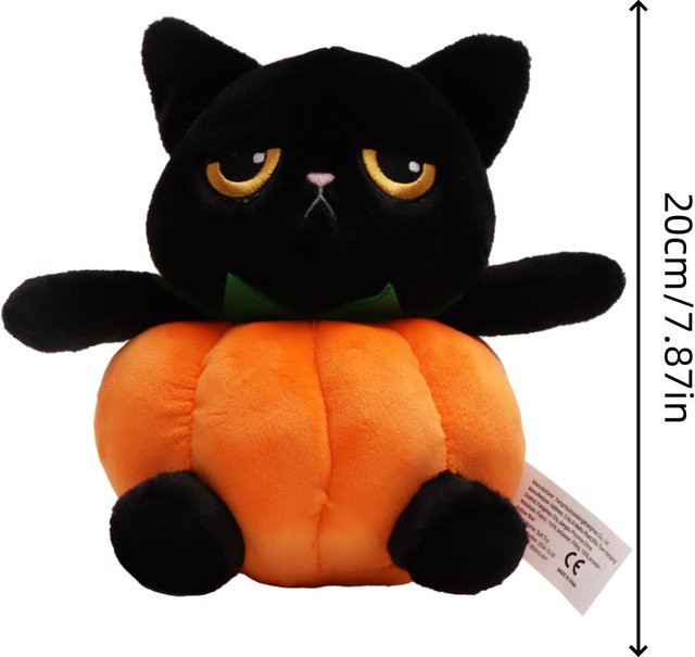 BOOKFONG Halloween Kürbis Katze, Plüschtier, Schwarz, ab 3 Jahre - Bild 1