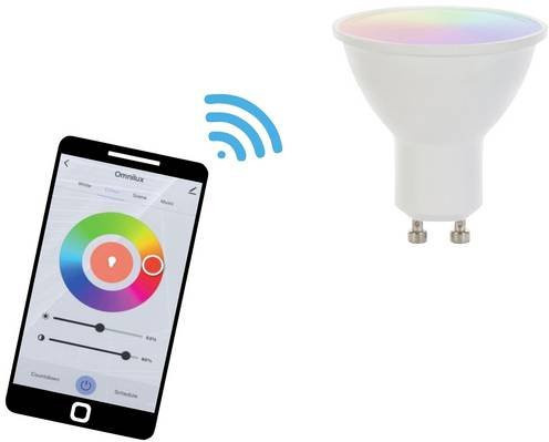 Omnilux LED GU10 Leuchtmittel Warmweiß bis Kaltweiß RGBW in Weiß, Durchmesser: 50 mm, Länge: 55 mm - Bild 1