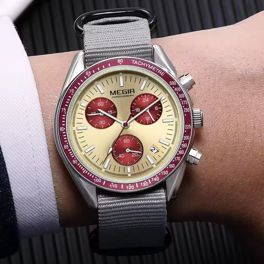 MEGIR Armbanduhr Chronograph, Quarz, Schwarz, Textil/NATO, Herren - Bild 1