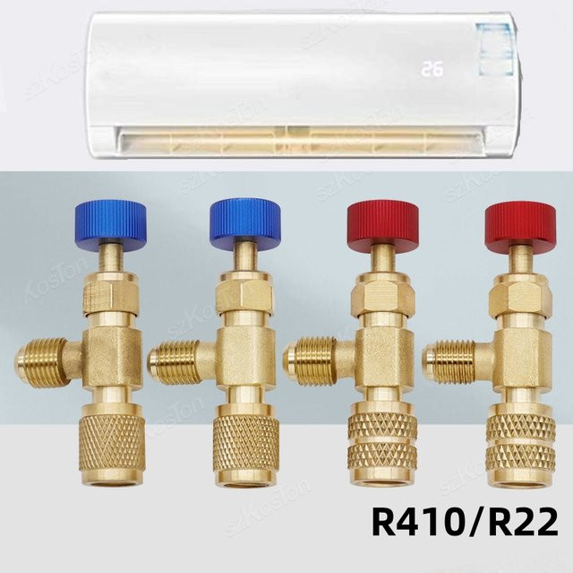Ouliluye 4er-Set Sicherheitsadapter 1/4 Zoll für Klimaanlagen zur Reparatur von R410A und R22 Kältemitteln in Gold - Bild 1
