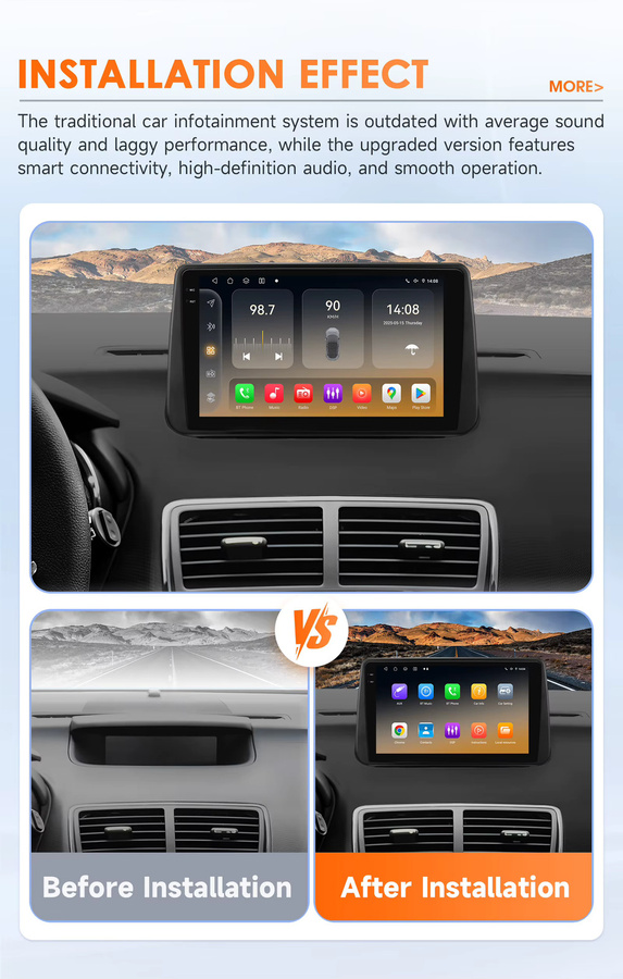 OSSURET CarPlay Android Auto Autoradio für Opel Meriva B 2009 - 2014 mit GPS und 360 Grad Kamera in Schwarz - Bild 2