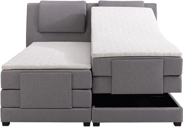 Boxspringbett Castel von Vente-unique in Hellgrau, Stoff, 218 cm - Bild 1