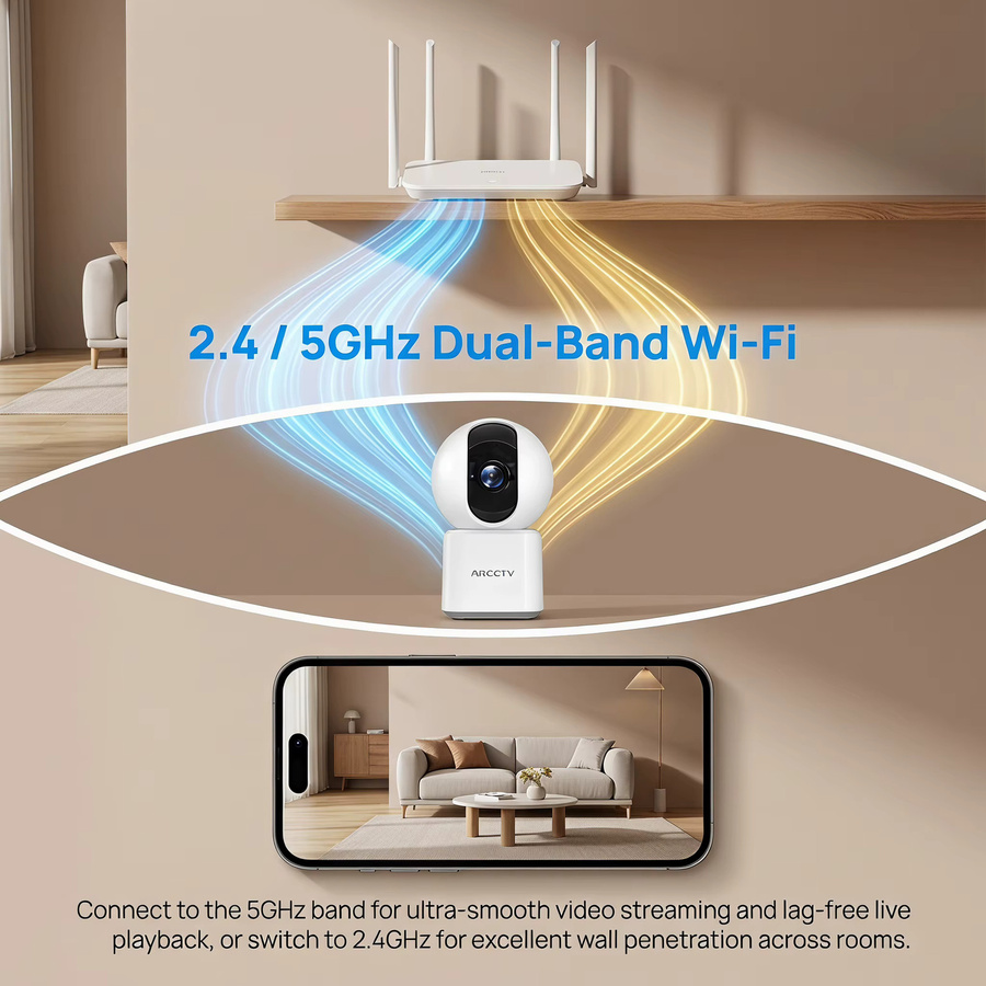 ARCCTV 2K Babyphone-Kamera mit WLAN, HD-Auflösung, Zwei-Wege-Kommunikation, IR-Nachtsicht und 360° PTZ-Funktion mit automatischer Verfolgung in Weiß - Bild 2