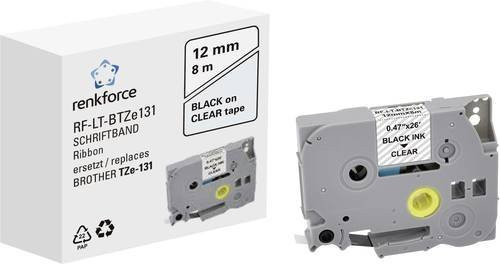 Renkforce RF-LT-BTZe131 Beschriftungsband kompatibel mit Brother TZe-131, Breite: 12 mm, Farbe: Transparent, Schriftfarbe: Schwarz, Länge: 8 m - Bild 1