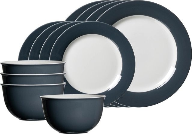 Ritzenhoff & Breker Basic-Set Doppio Dinner-Service aus Keramik, Blau, 12er Set - Bild 1