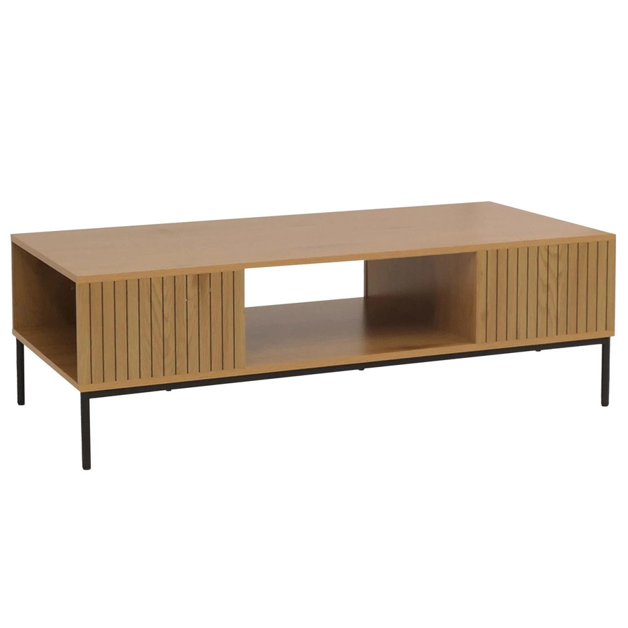 MCW TV-Rack O39 Lowboard in Eucalyptus mit Lamellen-Design, Farbe: Braun, B/T/H: 120 x 60 x 39 cm - Bild 3