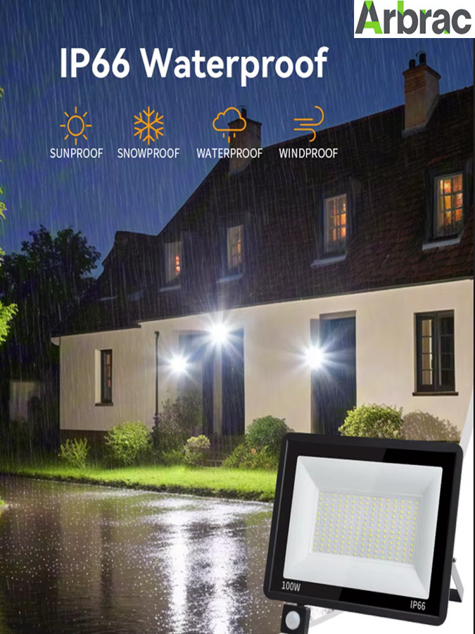 Arbrac LED Flutlicht mit PIR-Bewegungssensor für den Außenbereich, IP66 wasserdichter Außenstrahler in Schwarz, Kaltweißes Licht, Aluminiumgehäuse - Bild 7