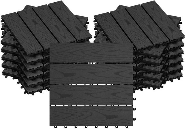 WOLTU WPC Terrassenfliesen Holzoptik Anthrazit, 22 Stück/2 m² - Bild 1