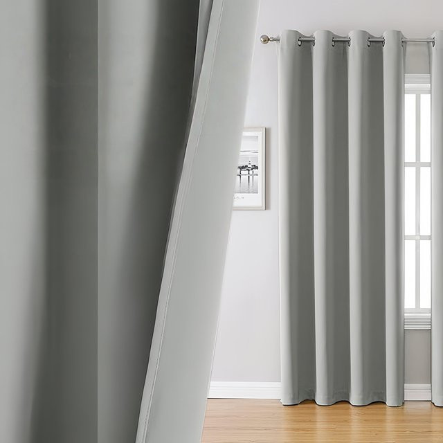 CENTURyMiG Verdunkelungsvorhänge mit Innenfutter zur Geräuschreduzierung, Sichtschutzvorhänge mit Ösen, Grau, Breite: 132 cm, Höhe: 183 cm - Bild 1