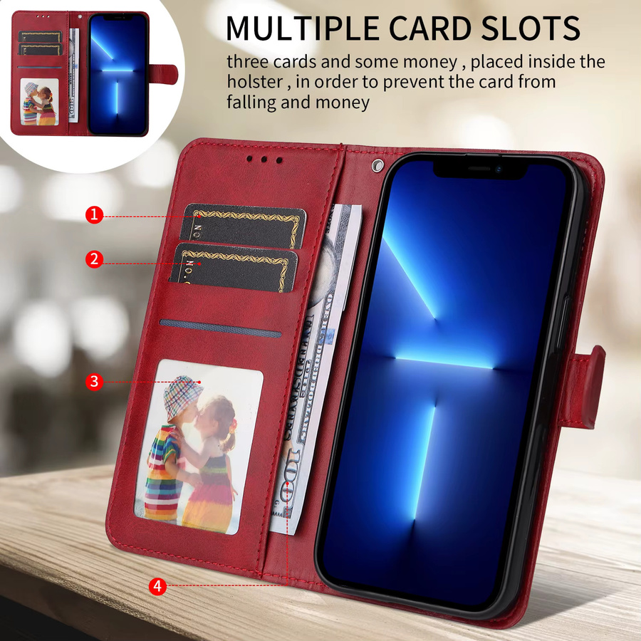 Xiaomi Handyhülle im Kuhmuster als magnetische Flip-Hülle und Business Buchcover für Redmi Note 15 14 13 12 Pro Plus 4G 5G in Rot - Bild 1