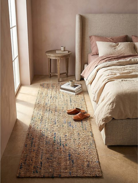 Boho Läufer Kadima Design in Natur-Blau aus Jute und Wolle B/T: 60 x 230 cm - Bild 1