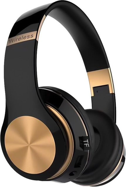 JQIQLY Faltbare kabellose Bluetooth-Kopfhörer mit 3D-Stereo-Sound, Rauschunterdrückung und Mikrofon, Schwarz - Bild 1