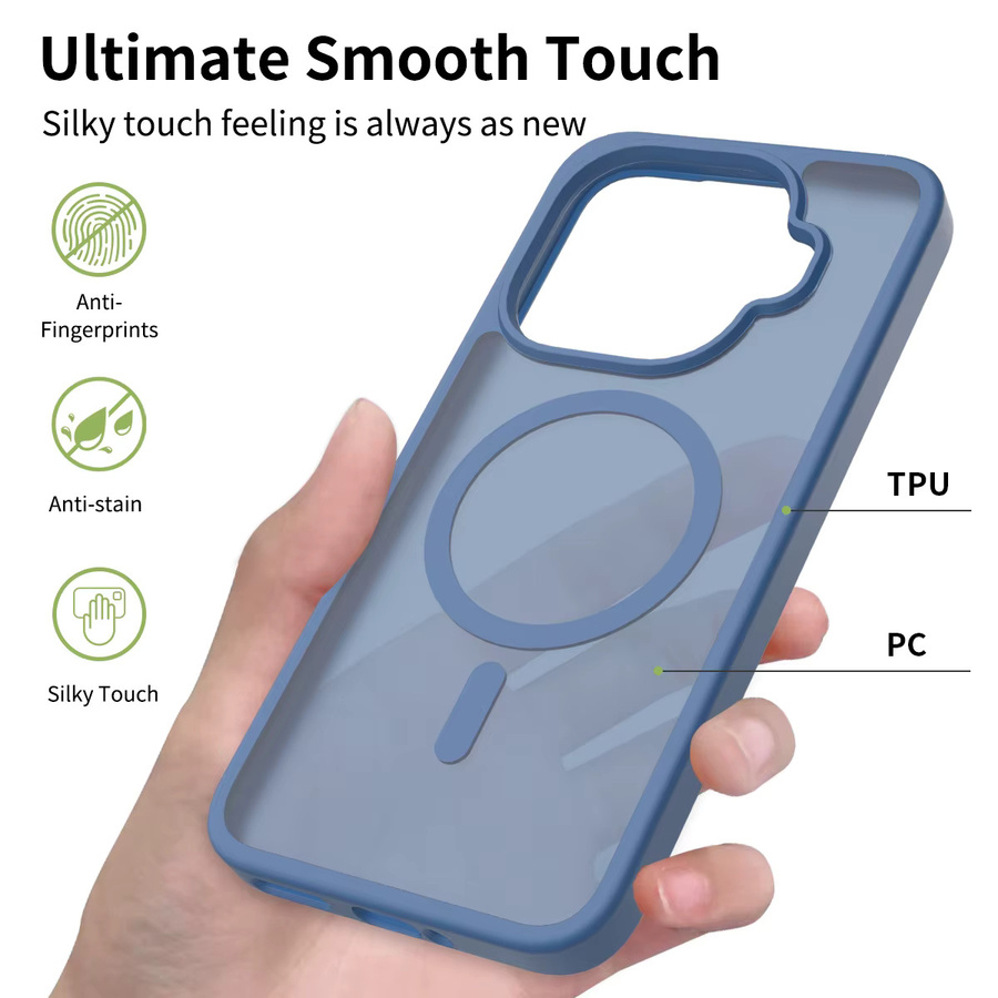 Magnetische Schutzhülle für Xiaomi 17 15T Pro Max mit mattem PC-Hartschalen-Design und Silikonrahmen für MagSafe in Transparent, Pink oder Blau - Bild 2
