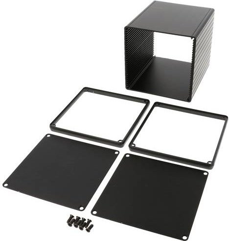 Hammond Electronics Universal-Gehäuse 1455NS1201BK aus extrudiertem Aluminium in Schwarz, B/T/H: 12,0 x 10,3 x 10,3 cm - Bild 1