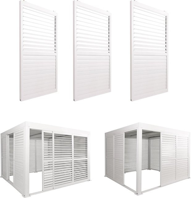 3er-Set Aluminium Schiebetüren für Pergola MCW-L46 in Weiß, B/H: 206 x 272 cm - Bild 1