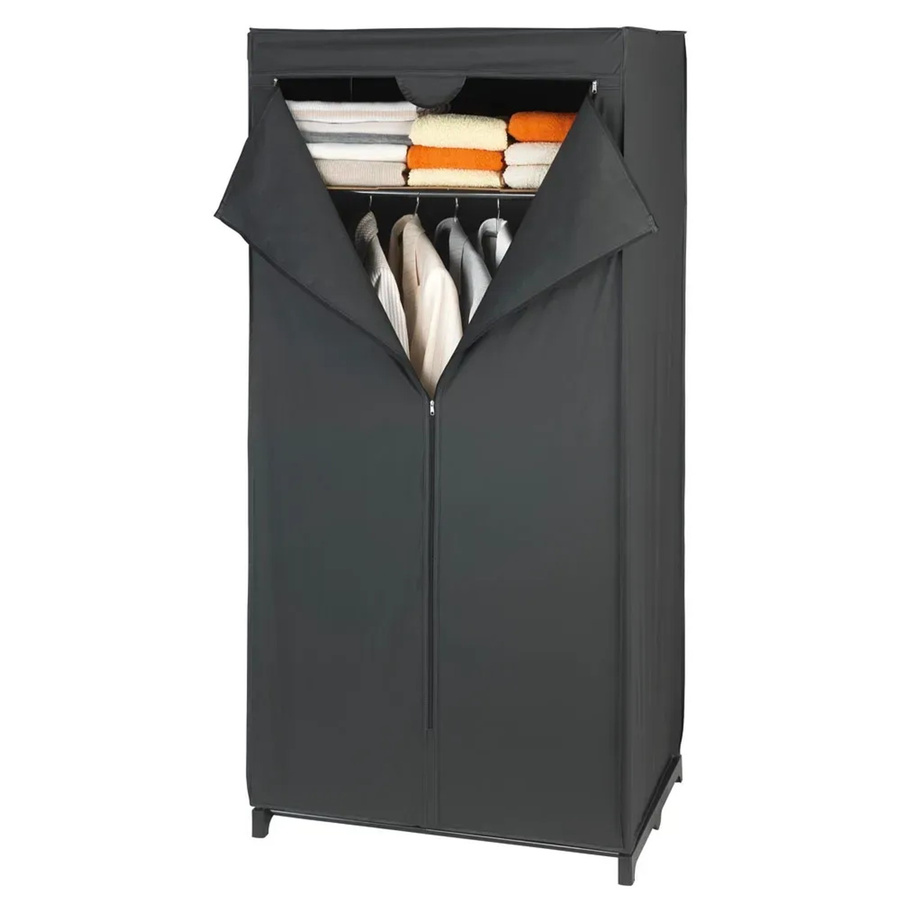 Wenko Kleiderschrank Deep in Schwarz mit Kleiderstange, B/T/H: 75 x 50 x 160 cm - Bild 2