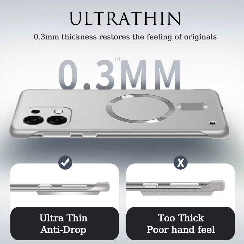 Lucky Ring Fundas Magnetische Handyhülle für OPPO A6 A6S A6T Pro A6K A6 Global, Rahmenlose matte PC-Abdeckung, Stoßfest, Schwarz/Silber - Bild 3