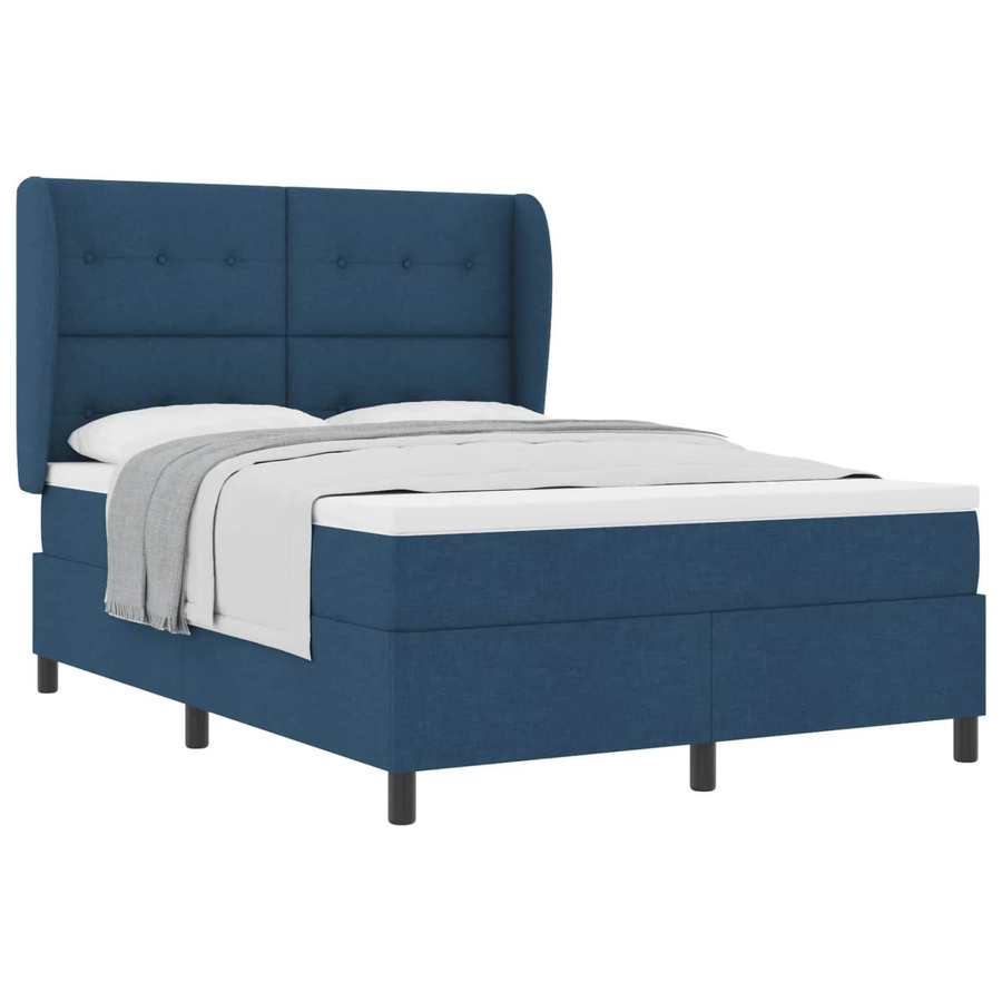 vidaXL Boxspringbett mit Matratze und Kopfteil in Blau, modern gepolstert, B/T: 160 x 200 cm - Bild 2