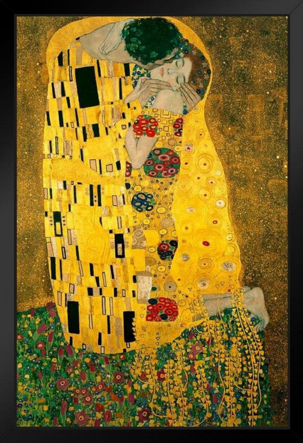 Gustav Klimt Der Kuss Wanddruck in Gold als dekoratives Jugendstil-Kunstwerk auf Leinwand - Bild 1