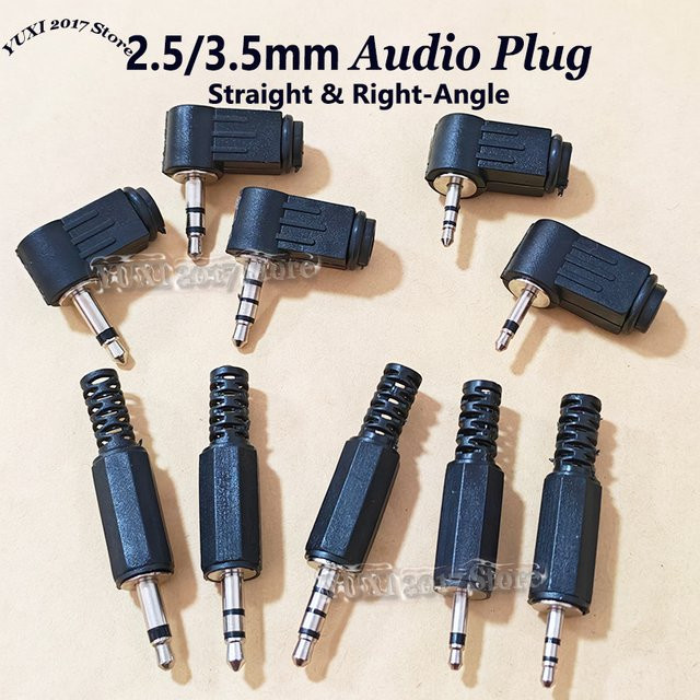YuXi Audiostecker Set in Schwarz mit 2,5 mm und 3,5 mm Klinkensteckern, gerade und gewinkelt, 2/3/4-polig für Mono und Stereo, ideal für Kopfhörer und Mikrofone DIY - Bild 1