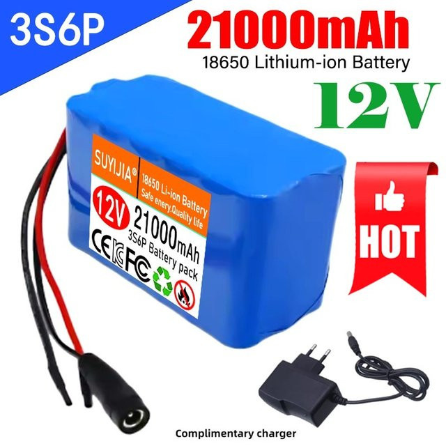 SUYIJIA Lithium-Ionen-Akku 12V 21000 mAh mit BMS, 3S6P 18650 Akku-Pack in Blau für Roller, CCTV und Audio-Verstärker - Bild 1