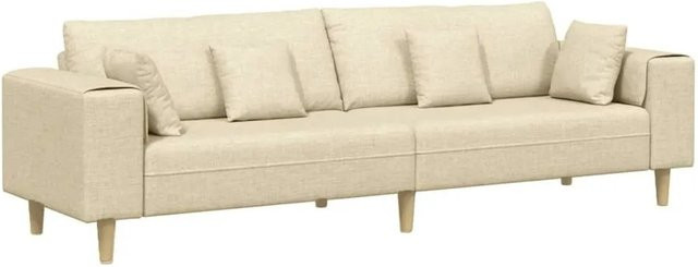 vidaXL Sofa mit Kissen in Beige aus Stoff, B/T/H: 250 x 77 x 76 cm - Bild 1