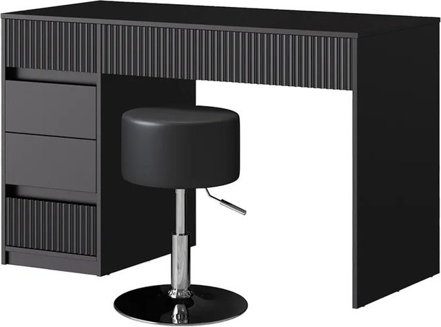 Vicco Schminktisch Omira Schwarz mit Hocker, Breite: 120 cm, Höhe: 155 cm, Tiefe: 55 cm - Bild 2