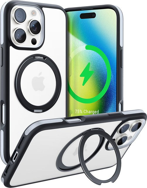 Torras Ostand R Fusion Series MagSafe Handyhülle für iPhone 16 Pro Max, Schwarz - Bild 2