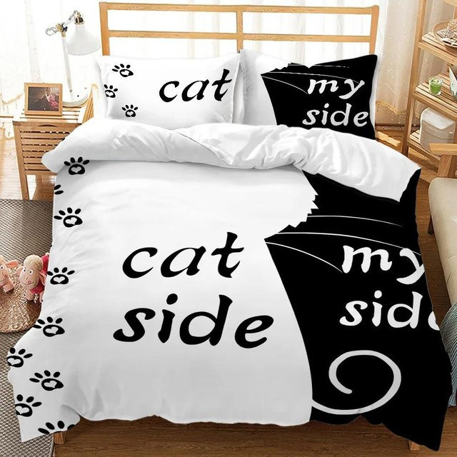 Luxuriöses Bettwäsche-Set Your Warm Home in Weiß und Schwarz mit Tiermotiv, bestehend aus Bettbezug und Kissenbezug aus Mikrofaser, B/H: 140 x 210 cm - Bild 1