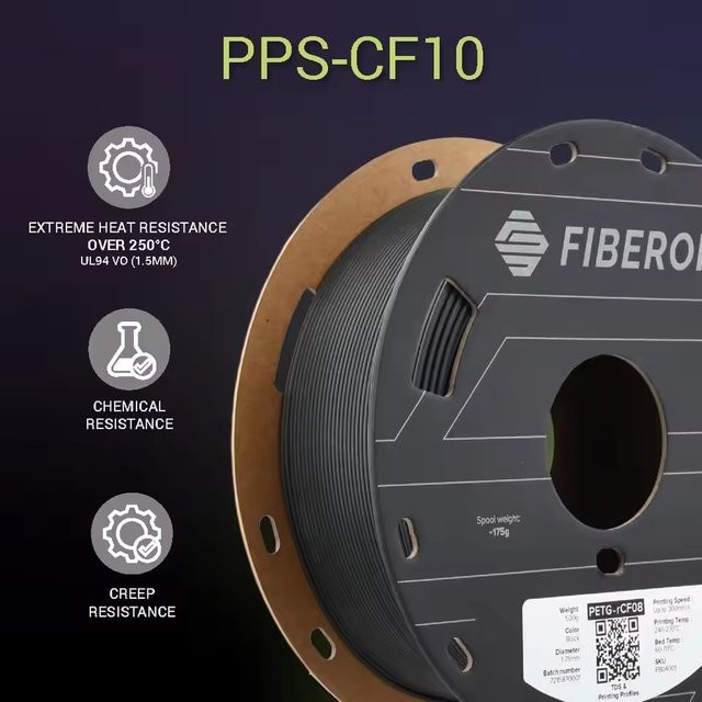 Polymaker PPS CF10 Filament Kohlefaser-verstärktes technisches Material für FDM 3D-Drucke in Schwarz - Bild 1