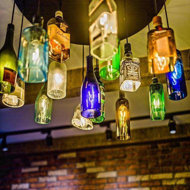 Lava Corki Retro Industrie Loft Hängelampe aus Glas in Transparent für Wein Flaschen im Edison Style - Bild 1