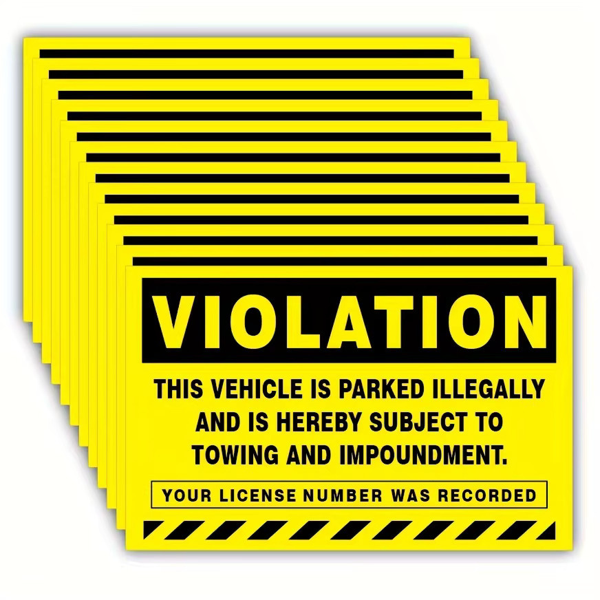 10 Stück Warnaufkleber Violation of Parking Vorschriften in Gelb, Größe: Breite: 7 cm, Höhe: 11 cm - Bild 7