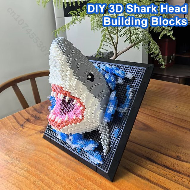 CONUSEA 3D Shark Kopf Bausteine, Tiere Wandbild, Wand Dekor - Bild 1
