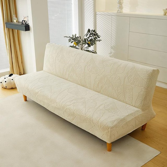 Rutschfester ärmelloser Samt-Schlafsofa-Überwurf mit 3D-Jacquard-Design von WoW Home in Beige, Größe Small (120-155 cm) - Bild 1