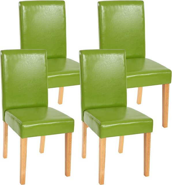 4er-Set MCW Esszimmerstühle Littau aus Kunstleder in Grün mit Hartholzbeinen - Bild 1