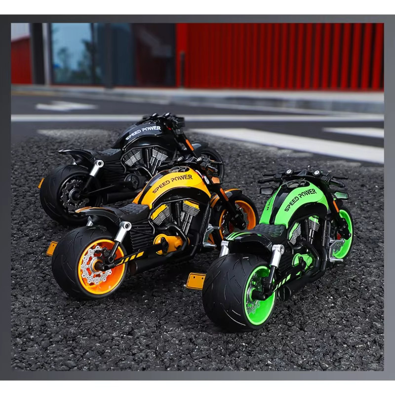 WELLY Retro Schwerlast-Motorradmodell, 1:10, Metall, Schwarz - Bild 5