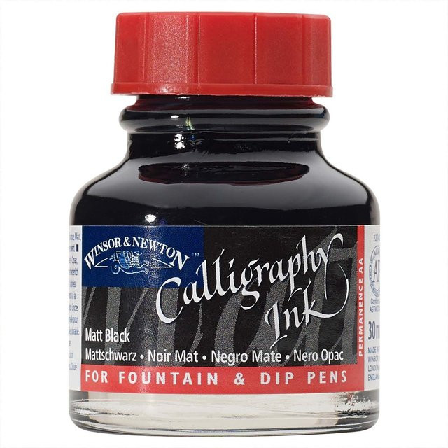 Winsor & Newton Kalligraphietusche Matt-Schwarz 30 ml - Bild 1