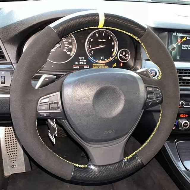 GNUPME Lenkradbezug aus Wildleder Leder in Schwarz für BMW F10 520i 528i 730 Li 740 Li 750 Li Anti-Slip Auto Zubehör - Bild 1