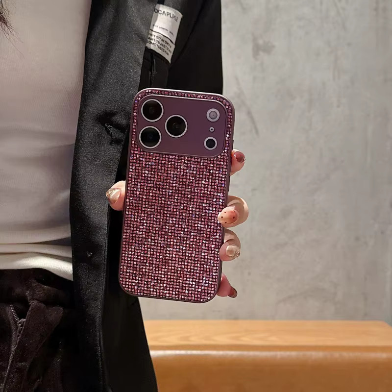 Stoßfeste Aurora Handyhülle mit diamantglänzendem Effekt und matter Beschichtung für iPhone 17, 16, 15, 14, 13 Pro Max Plus XS XR in Schwarz - Bild 1