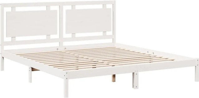 vidaXL Massivholzbett aus Kiefernholz in Weiß, Extra Lang, Rustikal, B/T: 200 x 210 cm - Bild 1