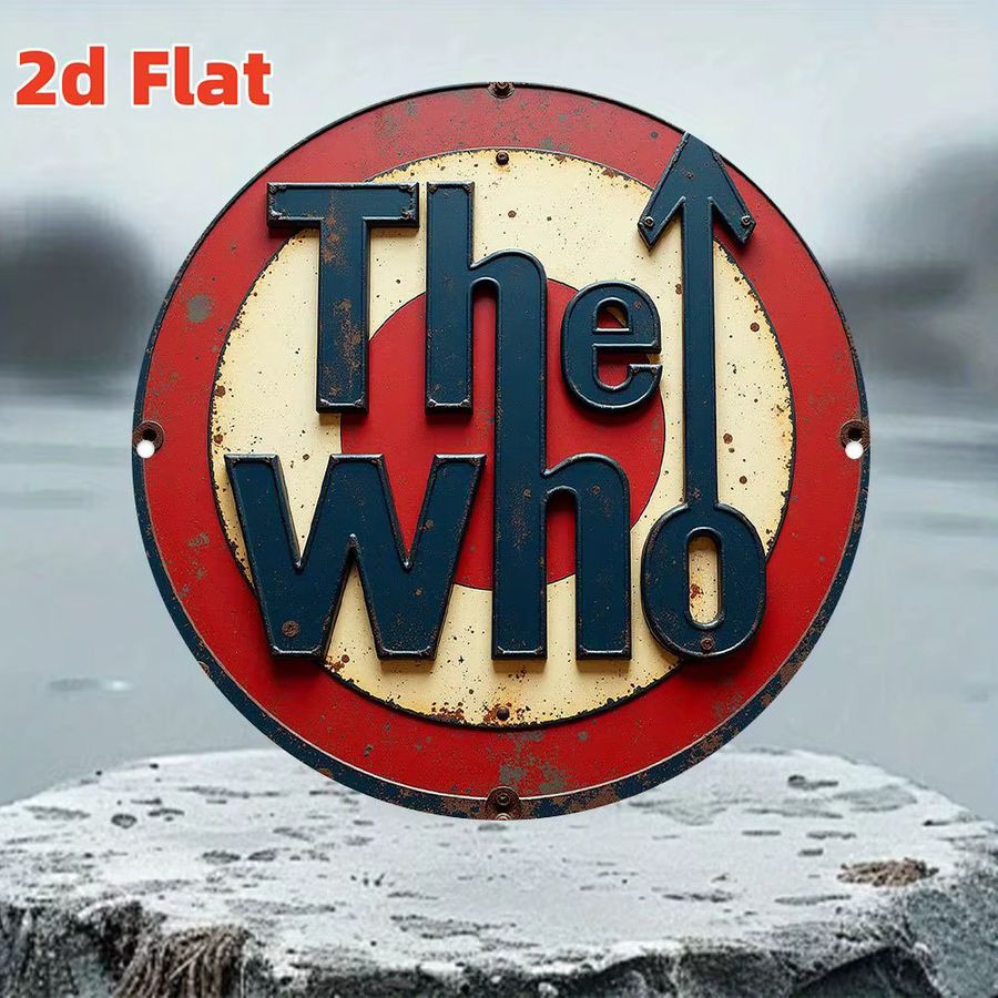 Rundes Aluminium-Wandkunstschild The Who im Vintage-Stil von Potdemiel in Rot-Weiß, Durchmesser: 19,81 cm - Bild 4
