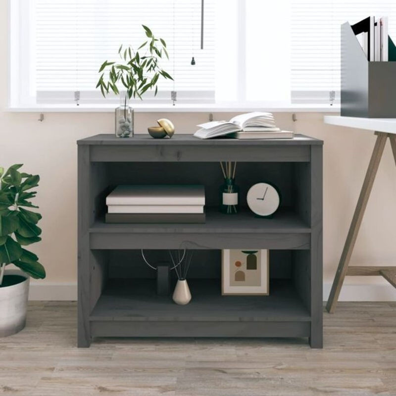 Vidaxl Bücherregal aus Massivholz Kiefer in Grau, Modern und Klassisch, B/T/H: 80 x 35 x 68 cm - Bild 1