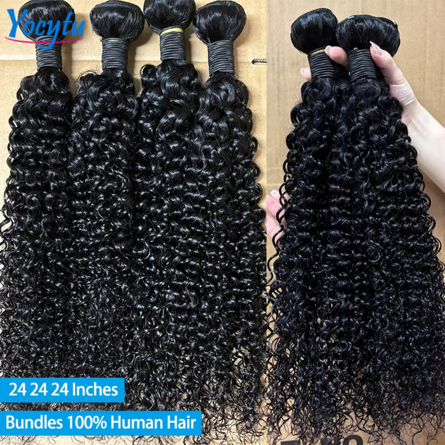 YOCYTU Kinky Curly Bundles, 24 Zoll, Brasilianisches Echthaar, Lockig, Unisex - Bild 3