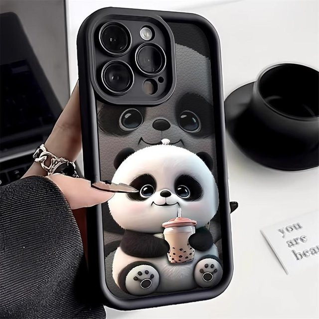 TUNEDEE Handyhülle Milch Panda Design für Samsung Galaxy Serie in Grau - Bild 1