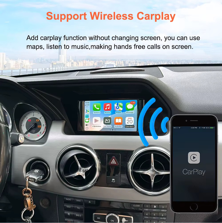 Bonroad Wireless CarPlay und Android Auto Upgrade Modul für Mercedes Benz GLK X204 und C-Klasse W204 NTG 4.5 System in Schwarz - Bild 3