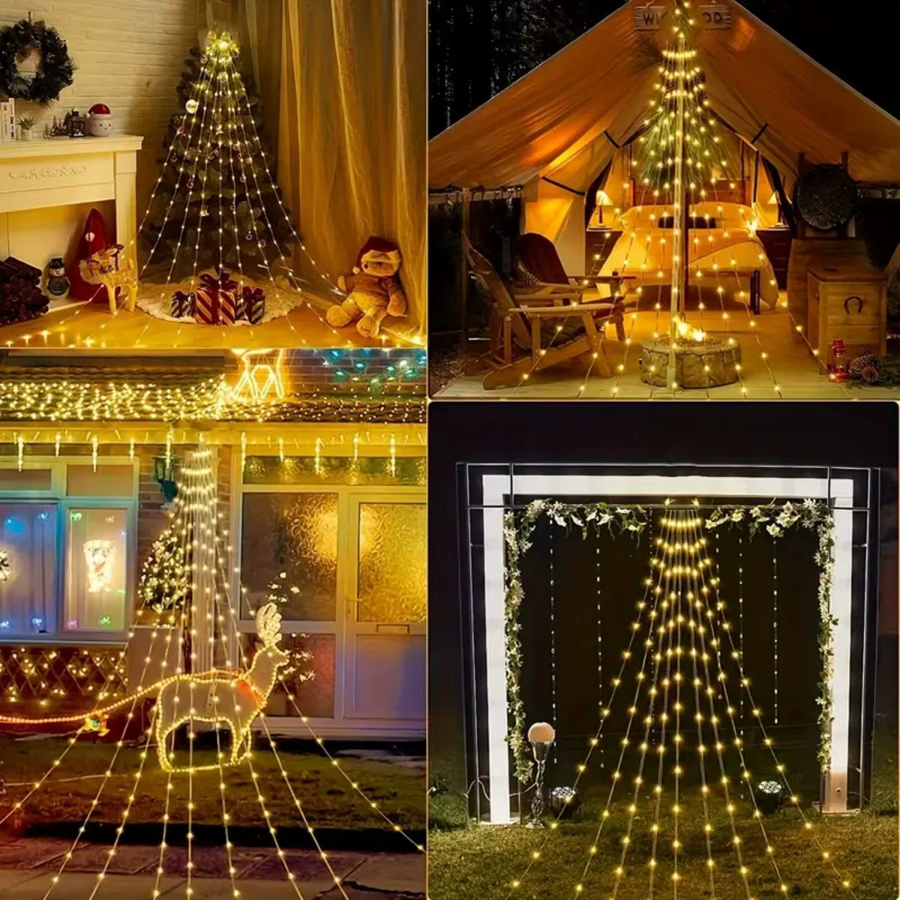 Peach Forest LED Weihnachts Lichterkette als Vorhang mit 8 Modi, Mehrfarbig, für Garten und Outdoor-Dekoration - Bild 3