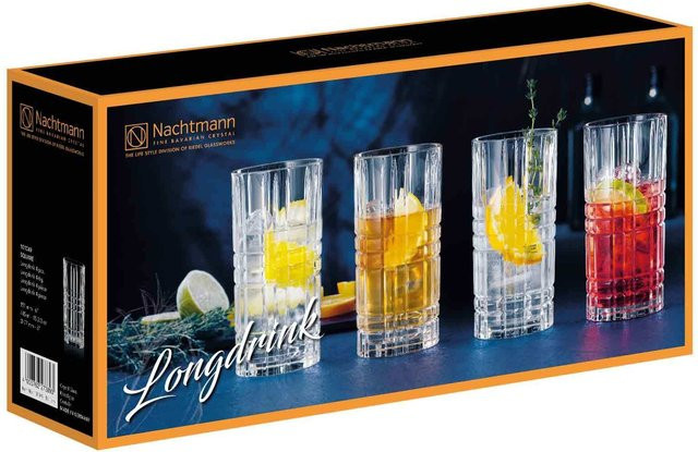 Nachtmann Square Longdrinkgläser Tumbler aus Kristallglas, transparent, 4er Set, 445 ml - Bild 1