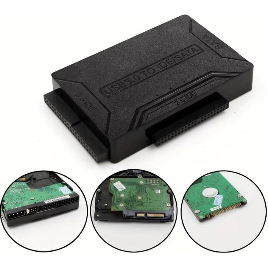 Congdi SATA zu USB 3.0 Adapter mit 12V 2A Netzteil für 2,5 und 3,5 Zoll SSD und HDD Festplatten, Schwarz - Bild 5